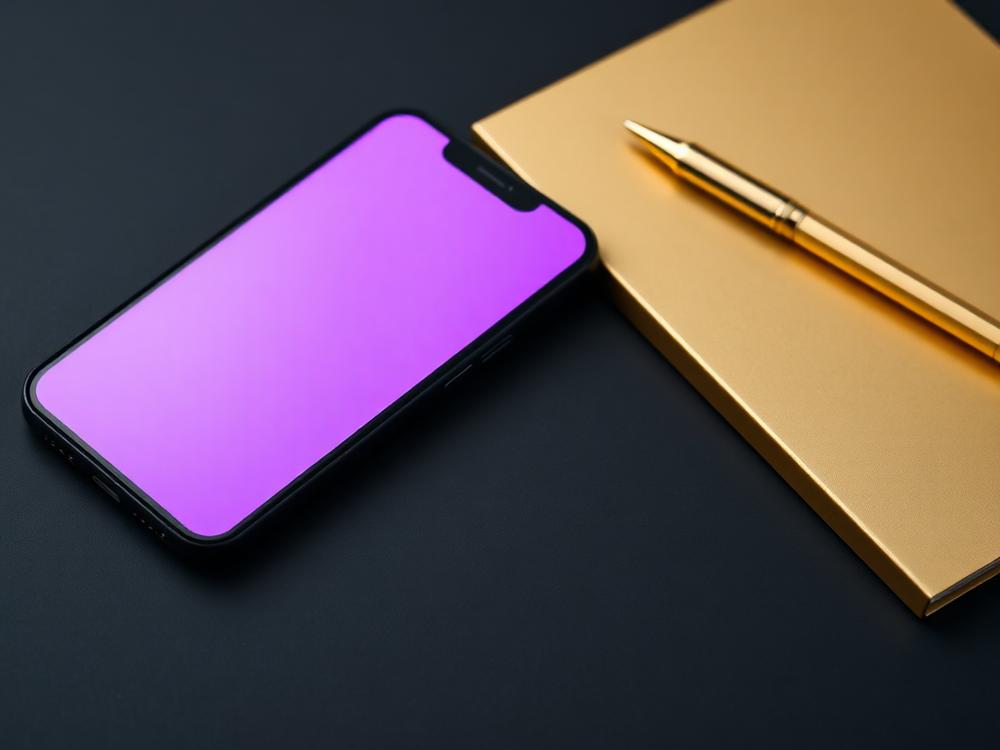 Smartphone and a gold notebook on a dark desk, ready for a call consultation